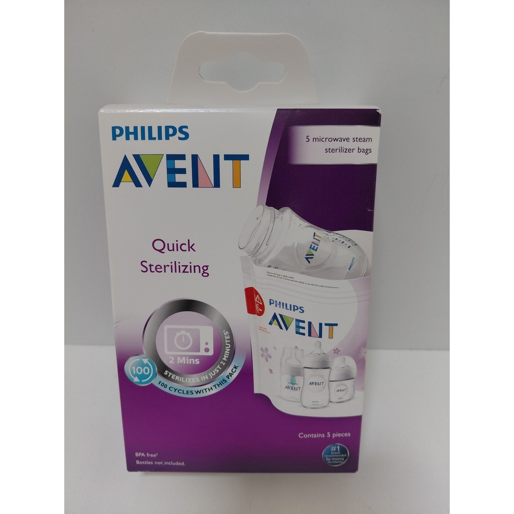 Philips Avent Microwave Steam Sterilizer Bags 5 Ct SCF176/05 BPA Free 100 Uses